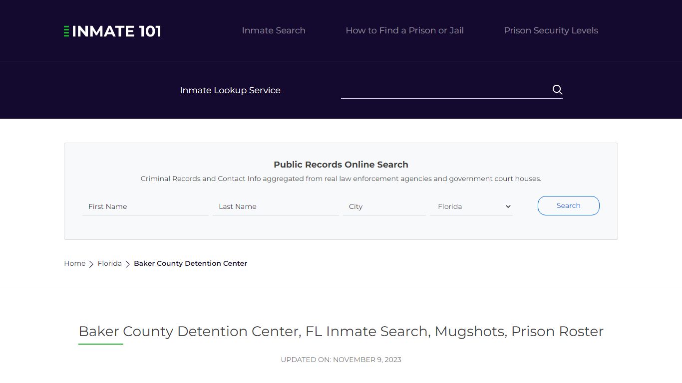 Baker County Detention Center, FL Inmate Search, Mugshots, Prison Roster